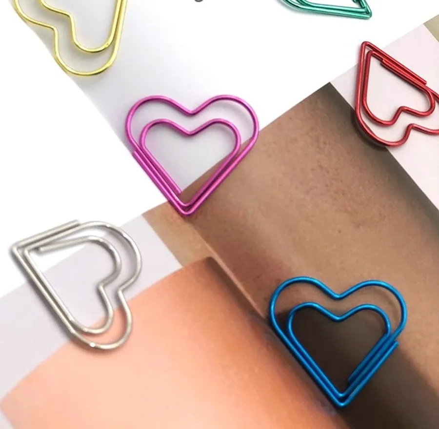 20pcs Paper clip heart-shaped bookmark bouquet, cute paper clip