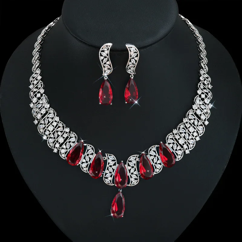 

Luxury Zircon Crystal Jewelry Set For Women Saudi Arabia Bride Wedding Party Anniversary High Quality Accessory parure bijoux