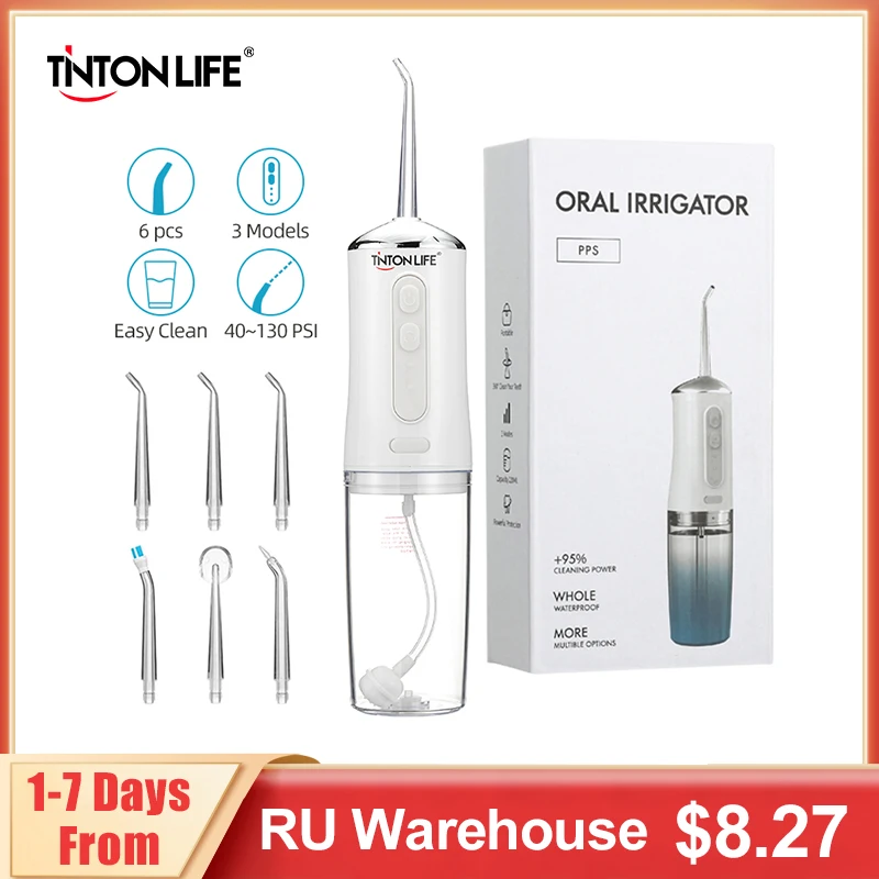 Oral Irrigator 3 Modes USB Rechargeable Water Flosser Portable Dental Water Jet Waterproof Irrigator Dental Teeth Cleaner+6 Jet