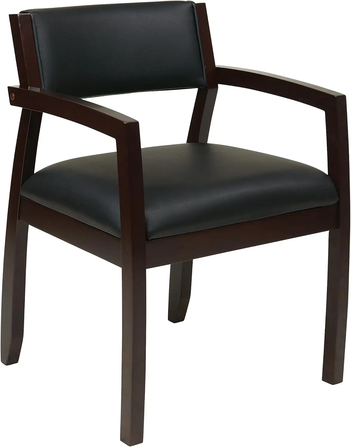 

OSP Furniture Office Star NAP95ESP-EC3 Черное кожаное сиденье и спинка гостевого стула Napa, эспрессо