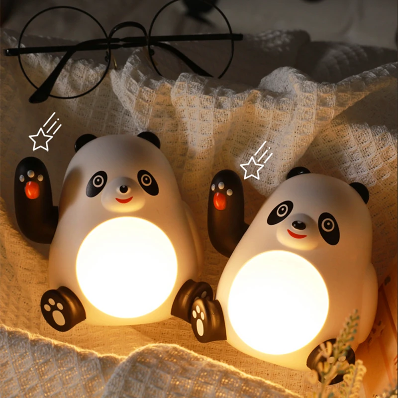 Panda LED Night Light for Children's Bedroom, Carregamento USB, Bedside Warm Light, Proteção para os olhos, Abajur, Decoração do quarto, Presente de aniversário