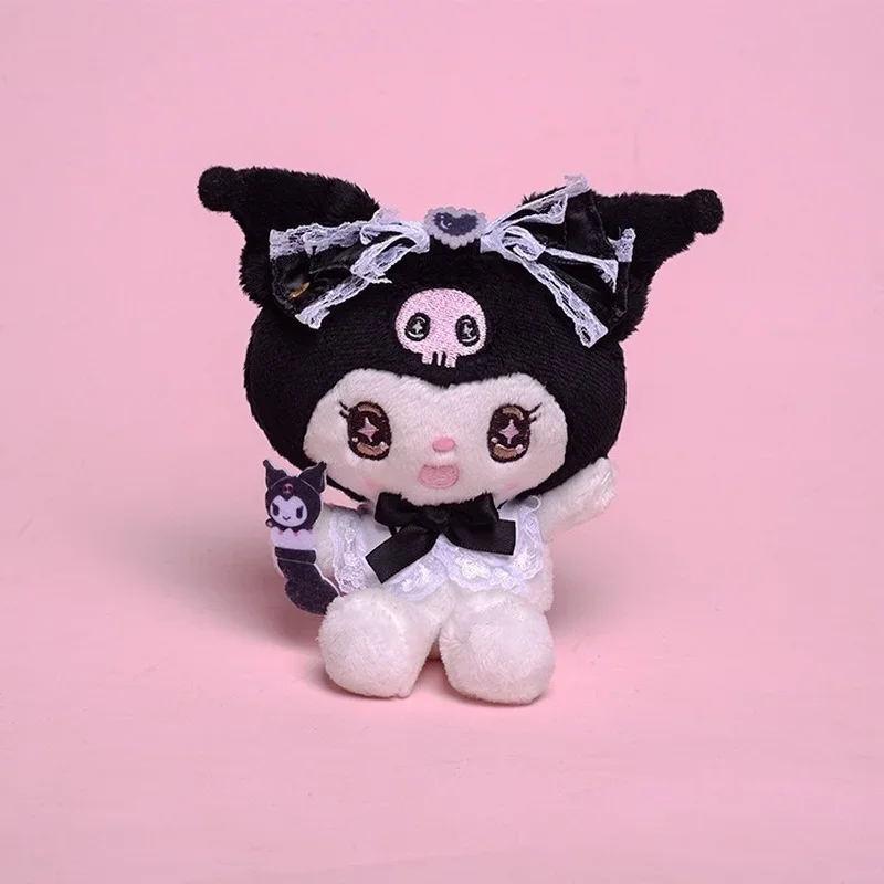 12cm Cartoon Kawaii Cute Kuromi Bowknot Headband Soft Plush Toy Anime Stuffed Animals Plushie Bag Pendant Doll Appease Toys Gift