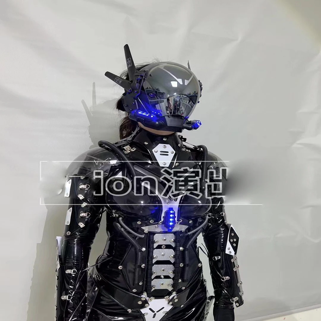 Top Quality Stage Show Club Future science technology space black shrug cyberpunk gogo costume nightclub party armor dancer wear