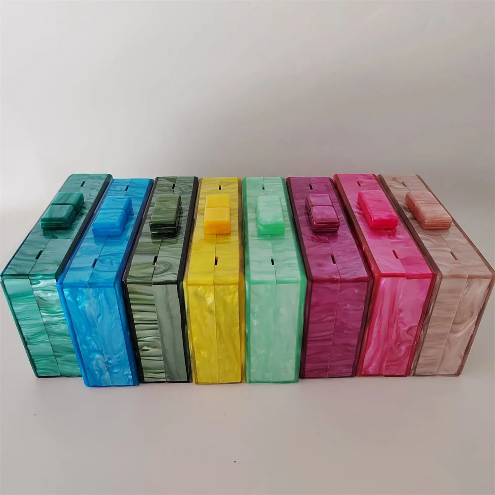 Candy Many Color Acrylic Bead Box Clutches Shoulder Bag Women Cute Cross Body Bag Small Purses Bolsa Feminina Mini Flap Handbag