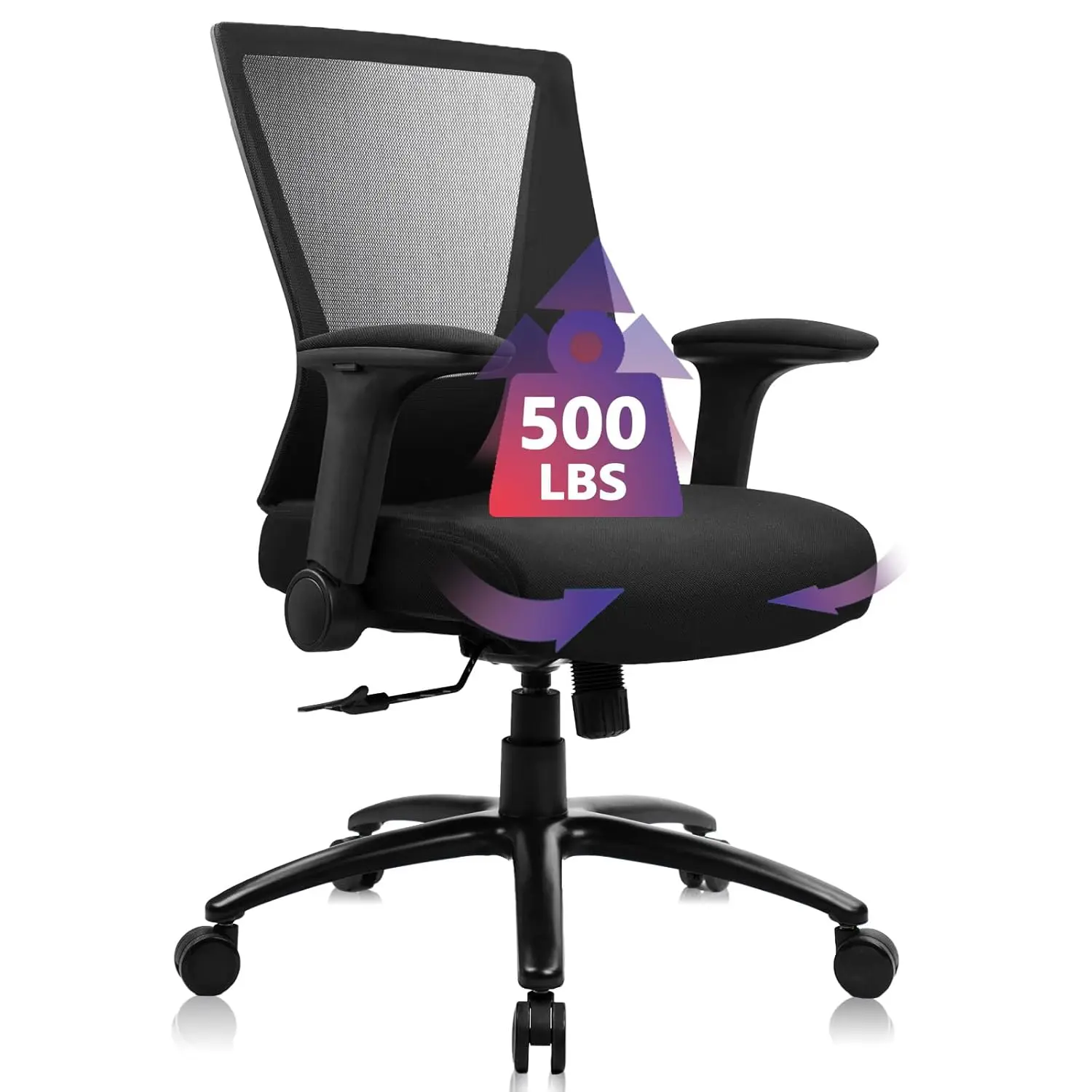 

Big And Tall Office Chair Heavy Duty Ergonomic Desk Chair 500lbs With Flip-up Arms & Wide Thick Seat Cushion Home, Customized