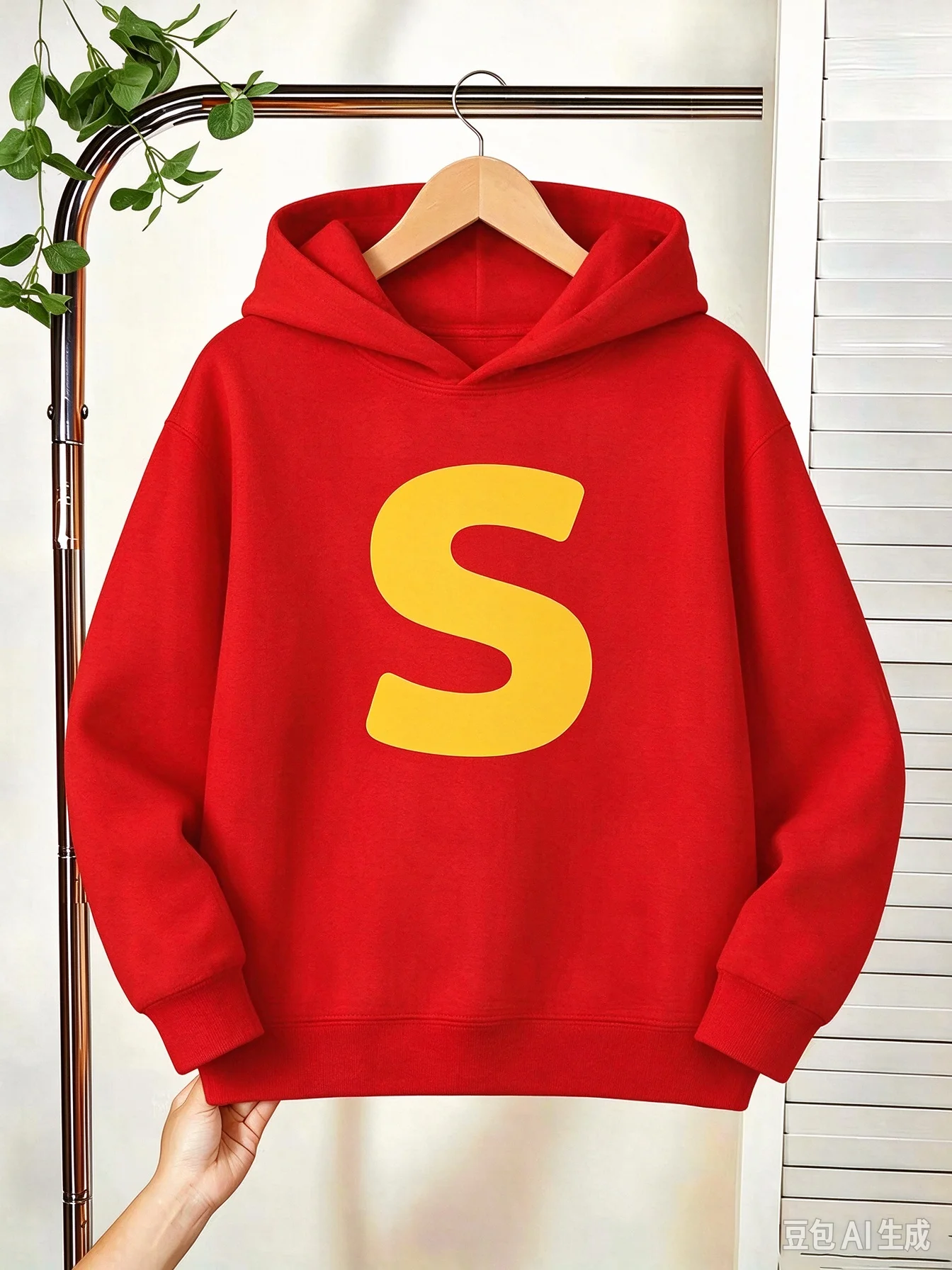 Children's letter S printed hooded sweatshirt, versatile casual top for daily outings