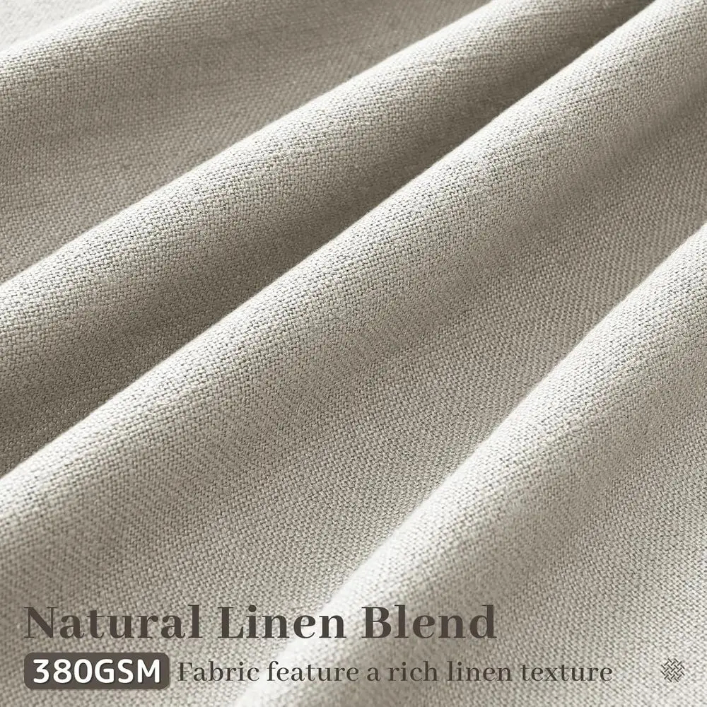 96 rideaux en lin beige gris clair avec plis pincés pour salon et chambre à coucher, 2 panneaux semi-transparents, longueur 8 pieds, filtrage de la lumière