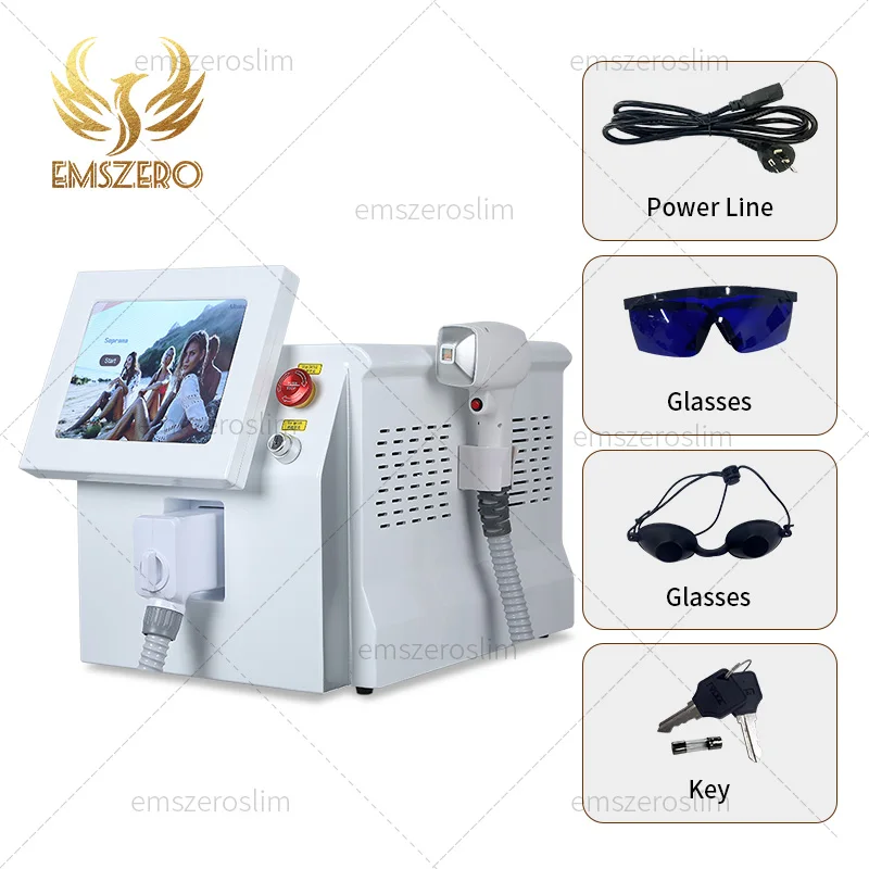 

NEW 808nm 755 1064 Diode Laser Hair Removal Machine Alexandrit Permanent Removal Cooling Head Painless La-ser Epilator