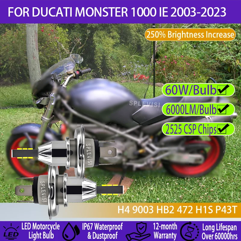 المباشر صالح LED استبدال لمبة نفس الحجم إلى الهالوجين ل Ducati Monster 1000 ie 2003 2004 2005 2006 2007 2008 2009 2010 2011-2023