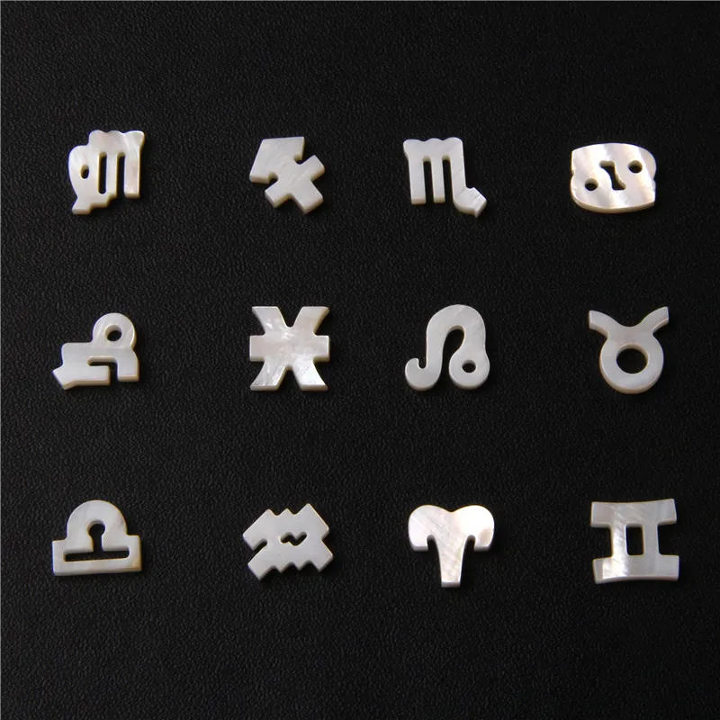 Wholesale 26 Letters/12 Zodiac Sign Charms Set Shell Glass Capital Bead For Jewelry Making Necklace Bracelet Handmade Accessory