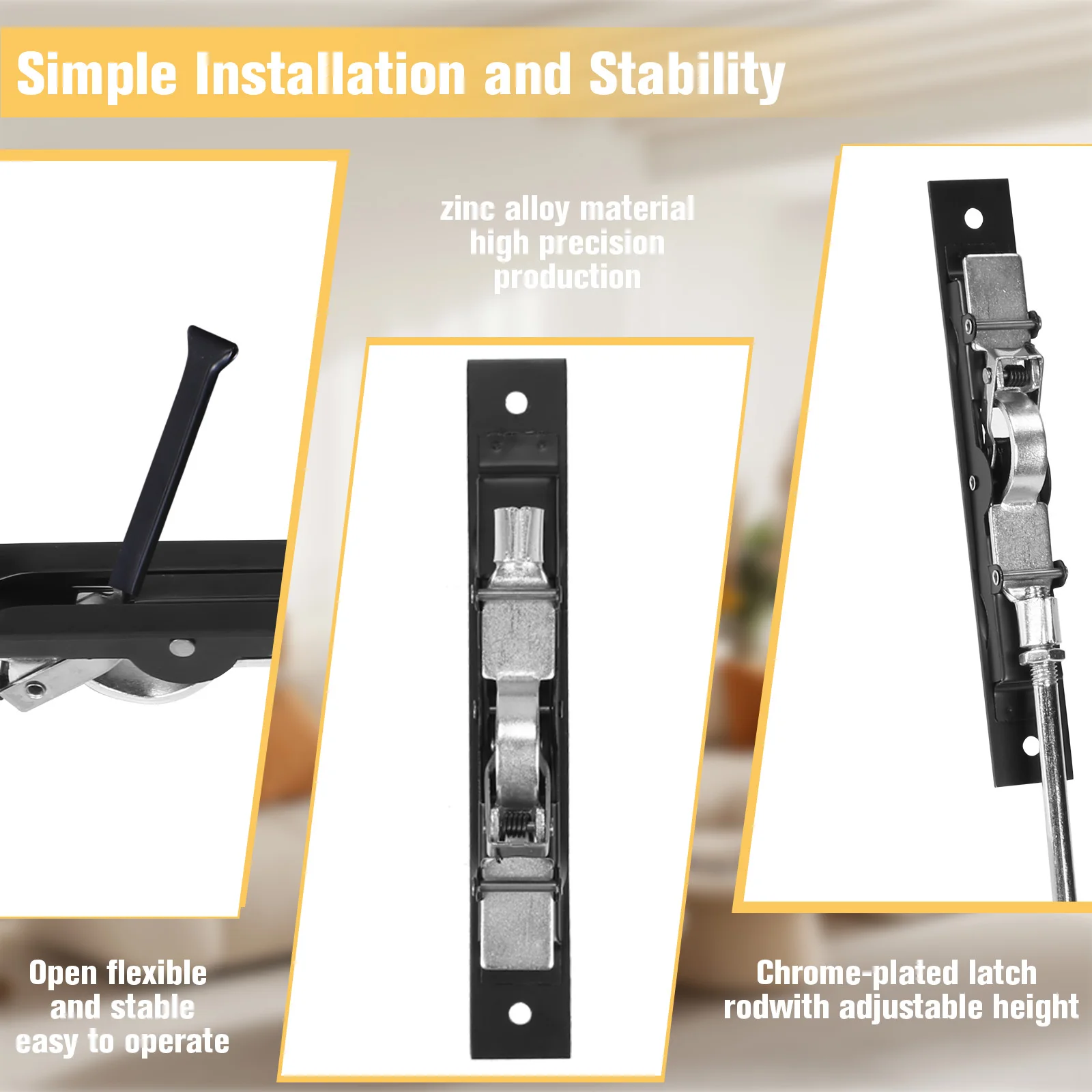 

10Pcs Hidden Secure Door Lock with Rod Emergency Door Escape Door Lock 10In for Composite Doors/Wood Doors/Double Doors