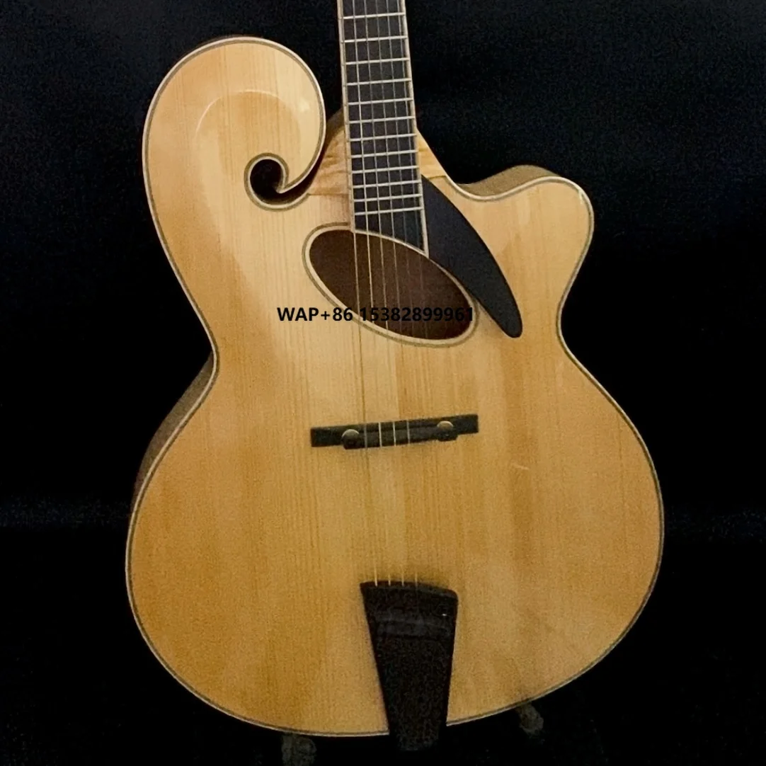 

Yunzhi 18-Inch Jazz Archtop Mandolin Handcrafted Hollow Body Flamed Maple Customizable Ebony Fingerboard Made Spruce