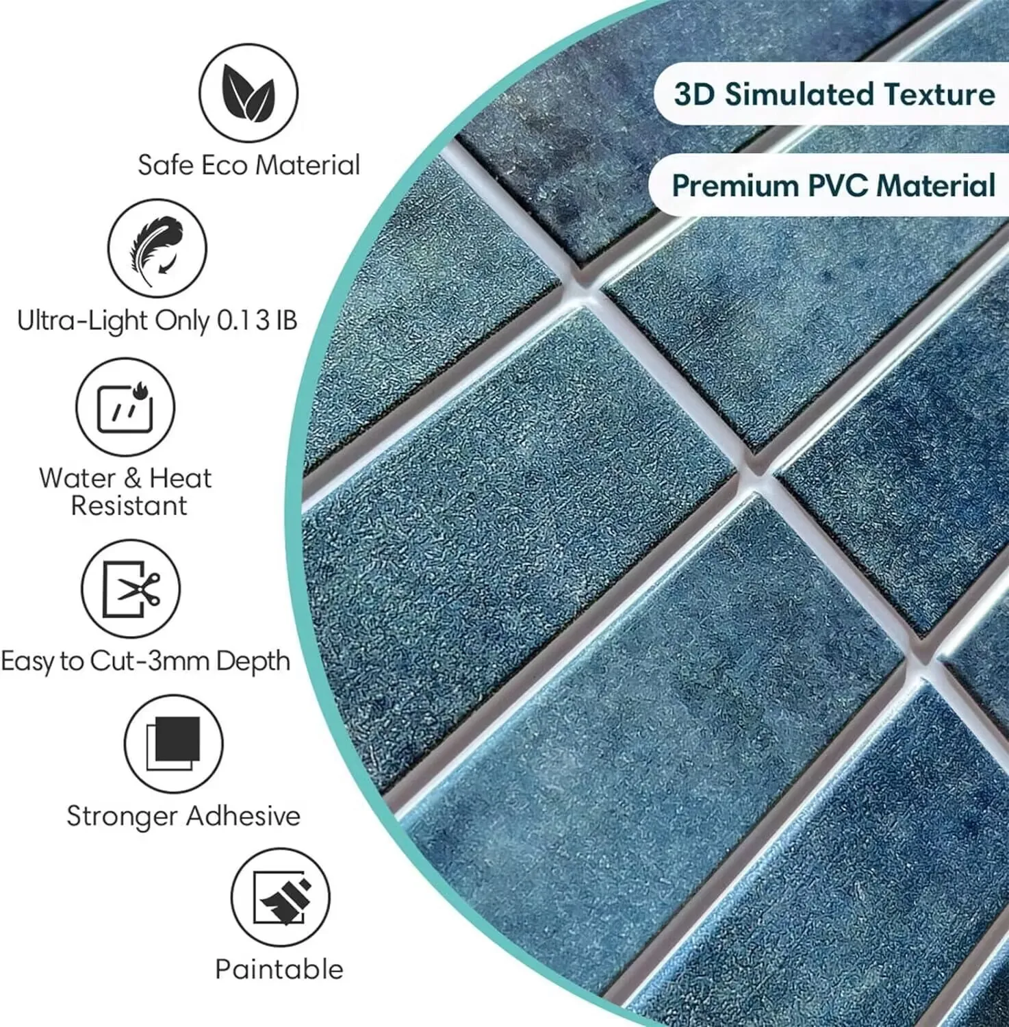 5 folhas vara backsplash telha-3d auto adesivo casca e vara backsplash para cozinha, banheiro-folhas de parede de mosaico pegajosas