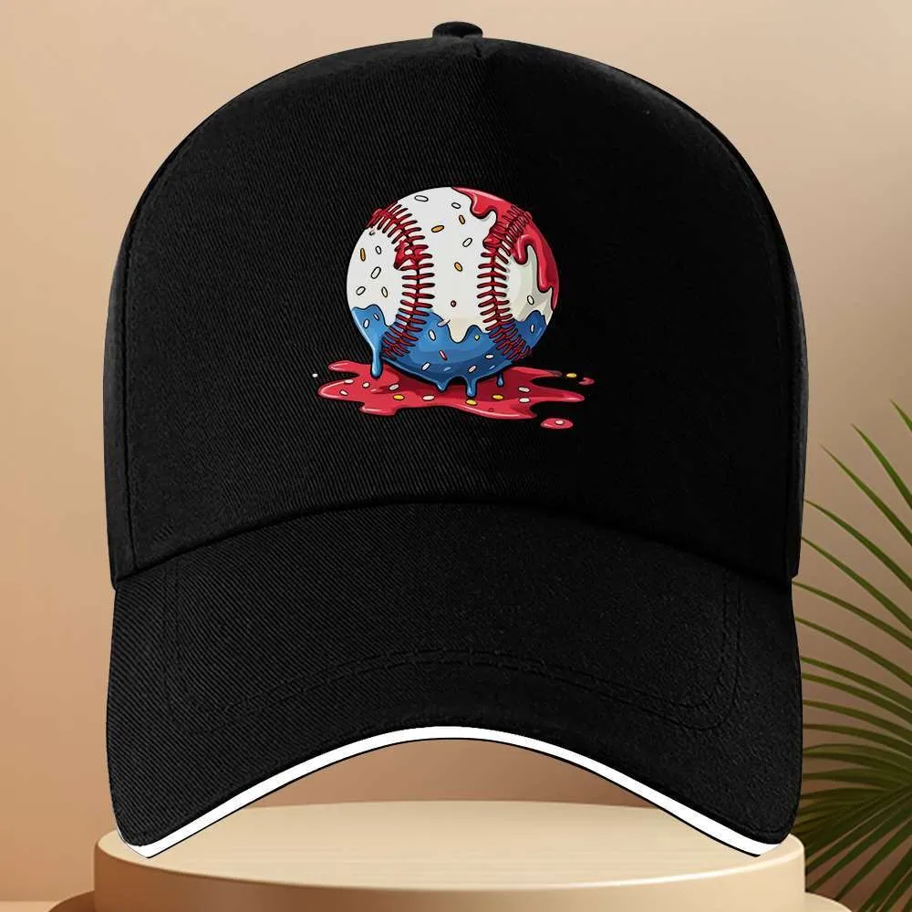 Dripping Baseball Graphic Baseball Cap Adjustable Travel Hat Unisex Outdoor Fashion Headwear