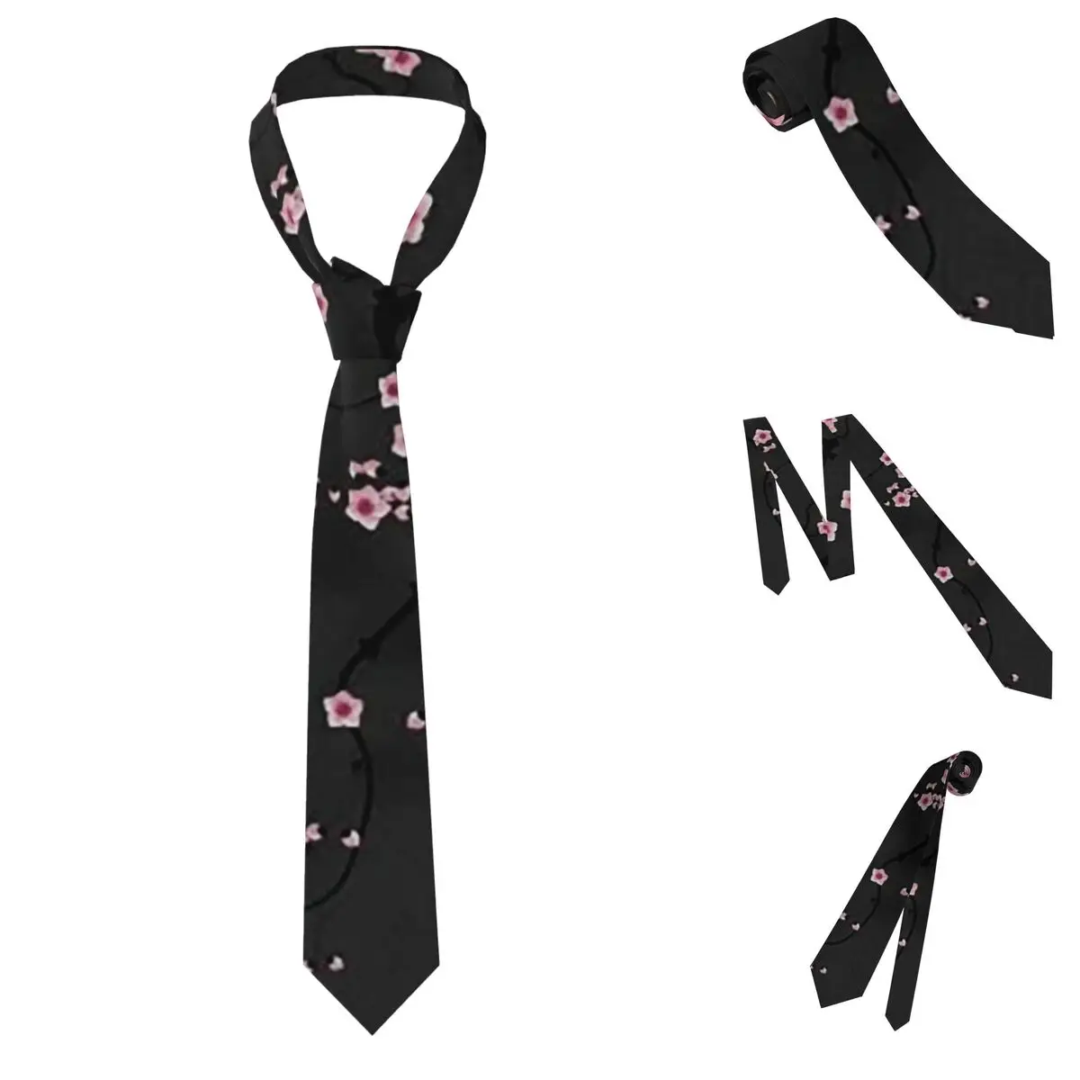 Japanese Sakura Cherry Blossoms 7 Necktie for Men Silk Polyester Slim Neck Ties Wedding Business Tie Classic Gravatas