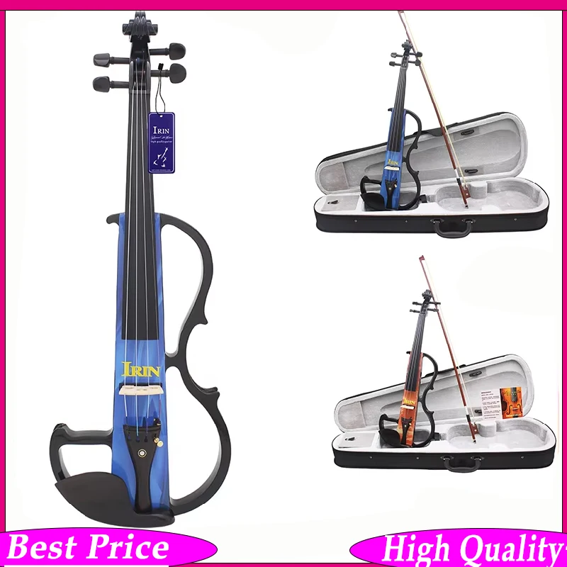 

IRIN 4/4 Electric Violin – Full-Size 4-String E-Violin with Pickup System Lightweight Body Headphone Output & Bow Included