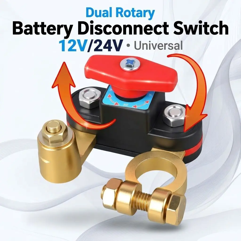 12V 24V Car Battery Master Cut Off Switch Rotatable Pure Copper Negative Disconnect Isolator Anti-Leakage Protector For Truck