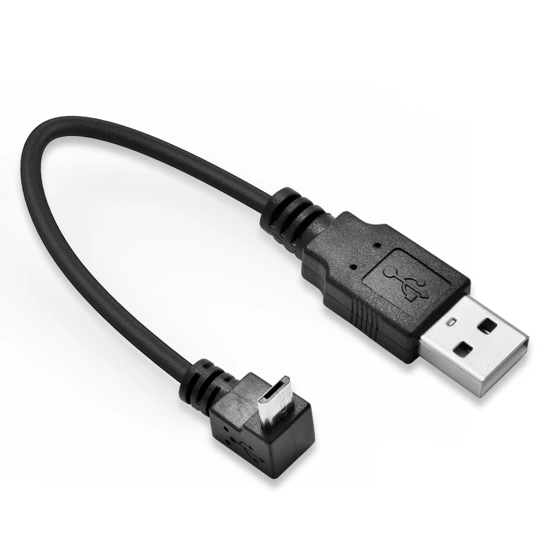 Up Down Left Right Angled 90 grados USB Micro USB macho a USB macho Cable conector de carga de datos 25 cm 50 cm para tableta 5 pies