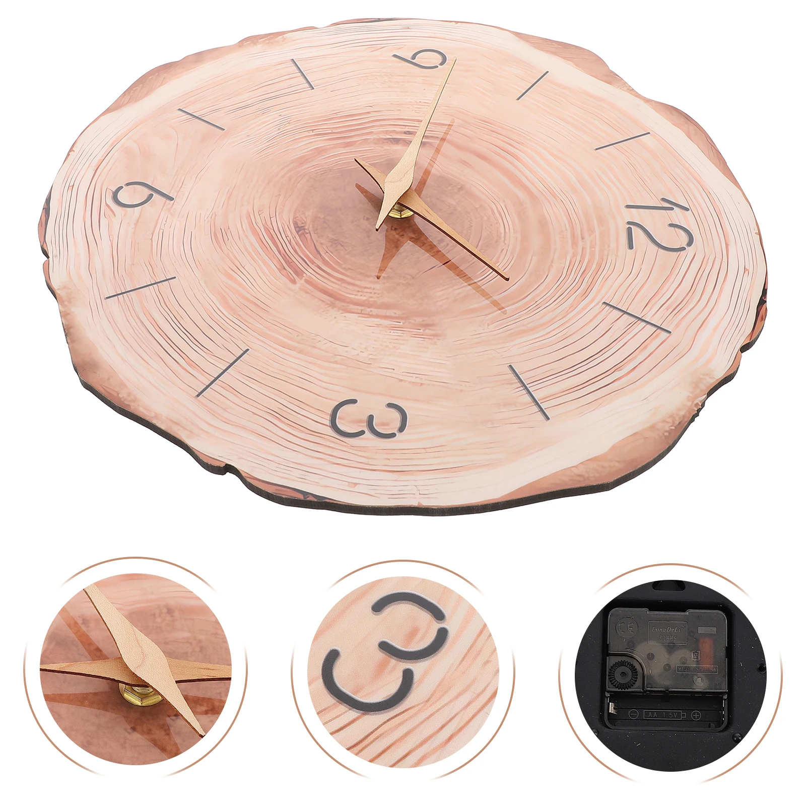 

Wooden Wall Hanging Mute Rustic Round Wall Clock For Bedroom Living Room Office Decorative Silent Household Clock