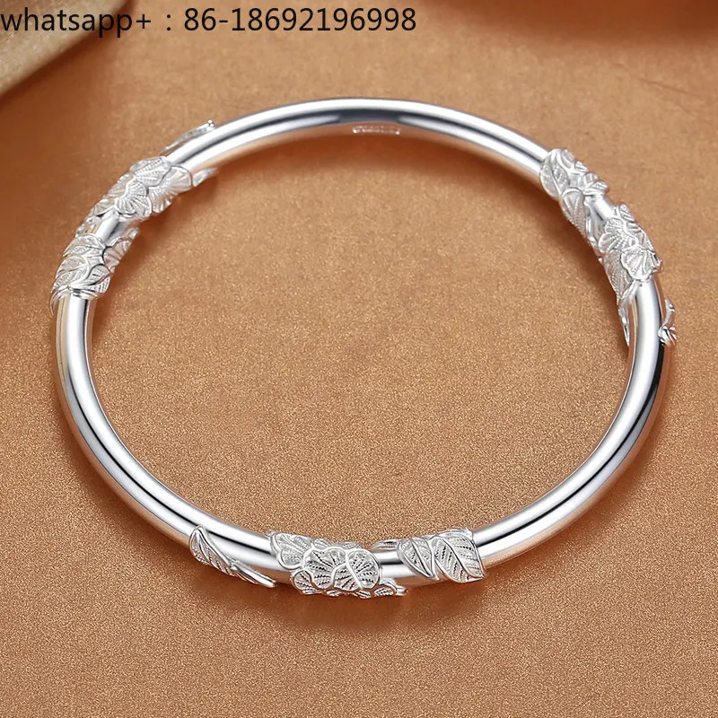 Flowering Silver Bracelet Full Silver 9999 Solid Closed Filament Wrapped Fashion Silver Bracelet