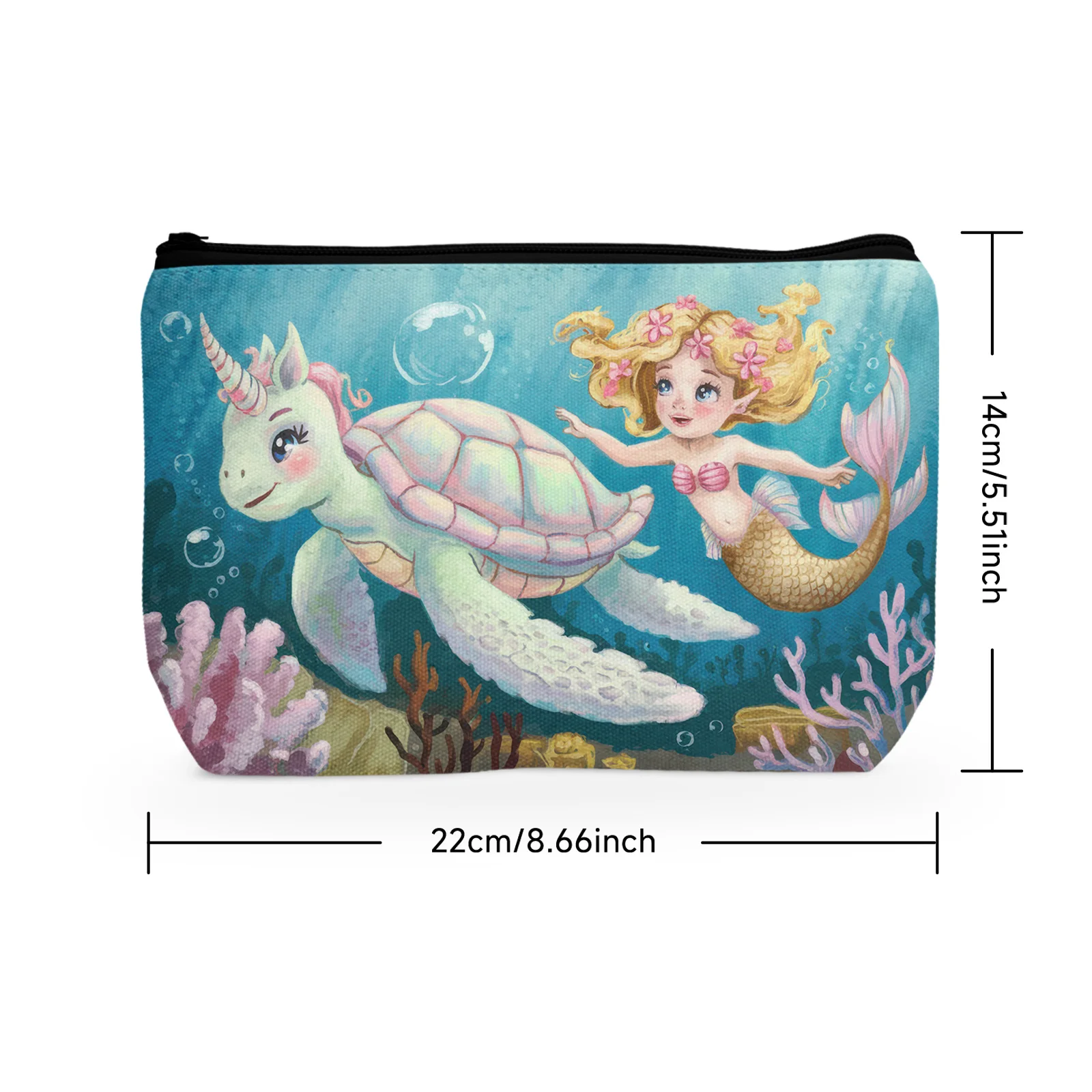 1Pc Charming 3D Mermaid And Turtle Cosmetic Bag Spacious Makeup Organizer For Travel Perfect Holiday Gift Versatile