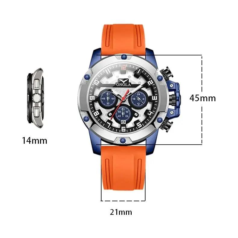 2024 ONOLA Fashion Watch For Men Casual Silicone Strap Multifunction Clocks Sports Waterproof Quartz Wristwatch Man Reloj Hombre