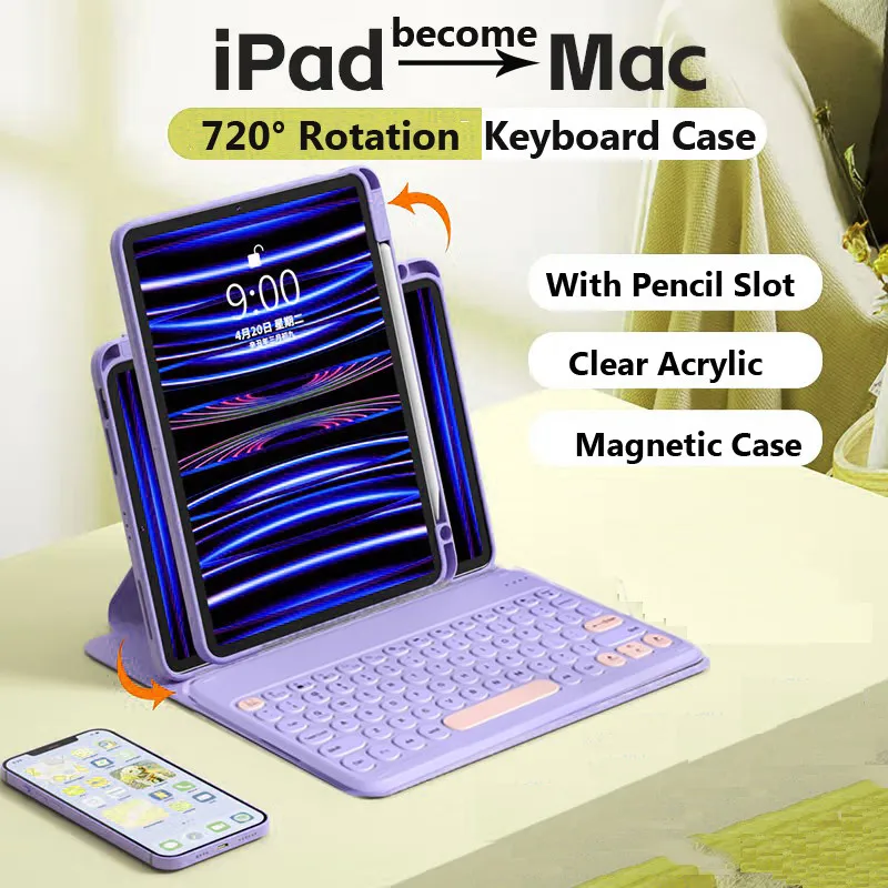 

Magnetic Keyboard for HUAWEI MatePad Pro 12.2 Inch 2025 MRO-W00 MRO-W10 MatePad Air 12 12 X Pro12.2 PaperMatte Rotating Case