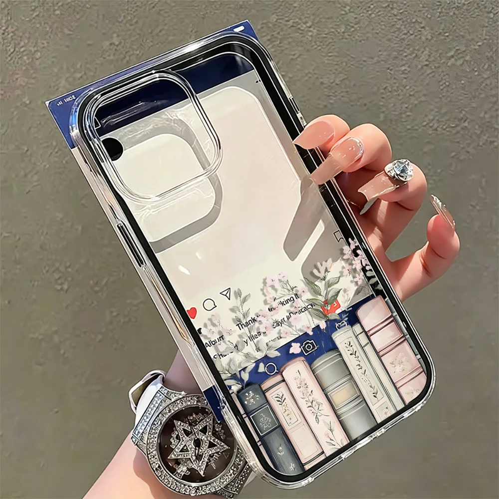 Book lover clear Transparent Phone Case For iPhone 17 16 15 Pro Max 17 Air 14 13 12 11 Pro Max 7 8 Plus XR XS Soft Airbag Cover