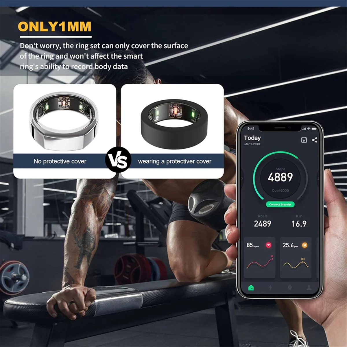 N36R_TM Silicone Ring Protector for Oura Ring, 3 Pack Elastic Ring Cover