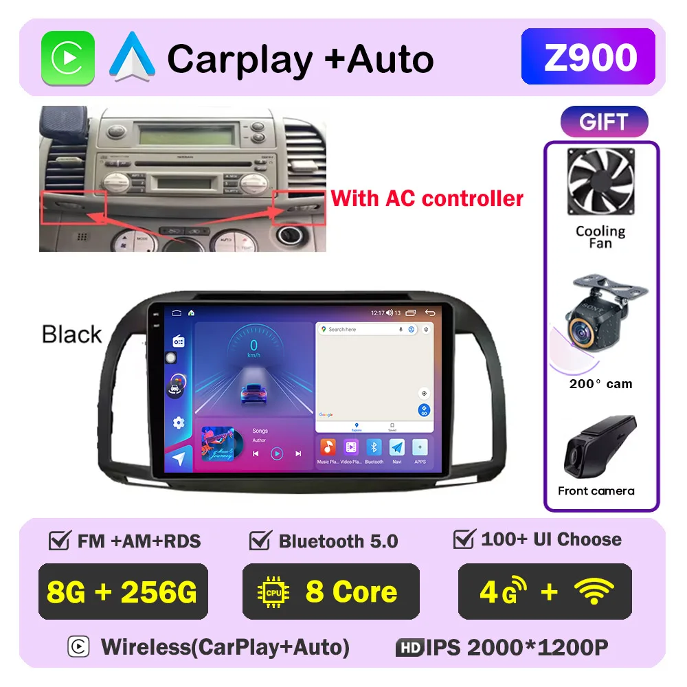 Carplay Android Autoradio Voor Nissan March Micra K12 2002-2010 Auto GPS Navigatie Head Unit Stereo 4G WIFI multimedia Draadloos