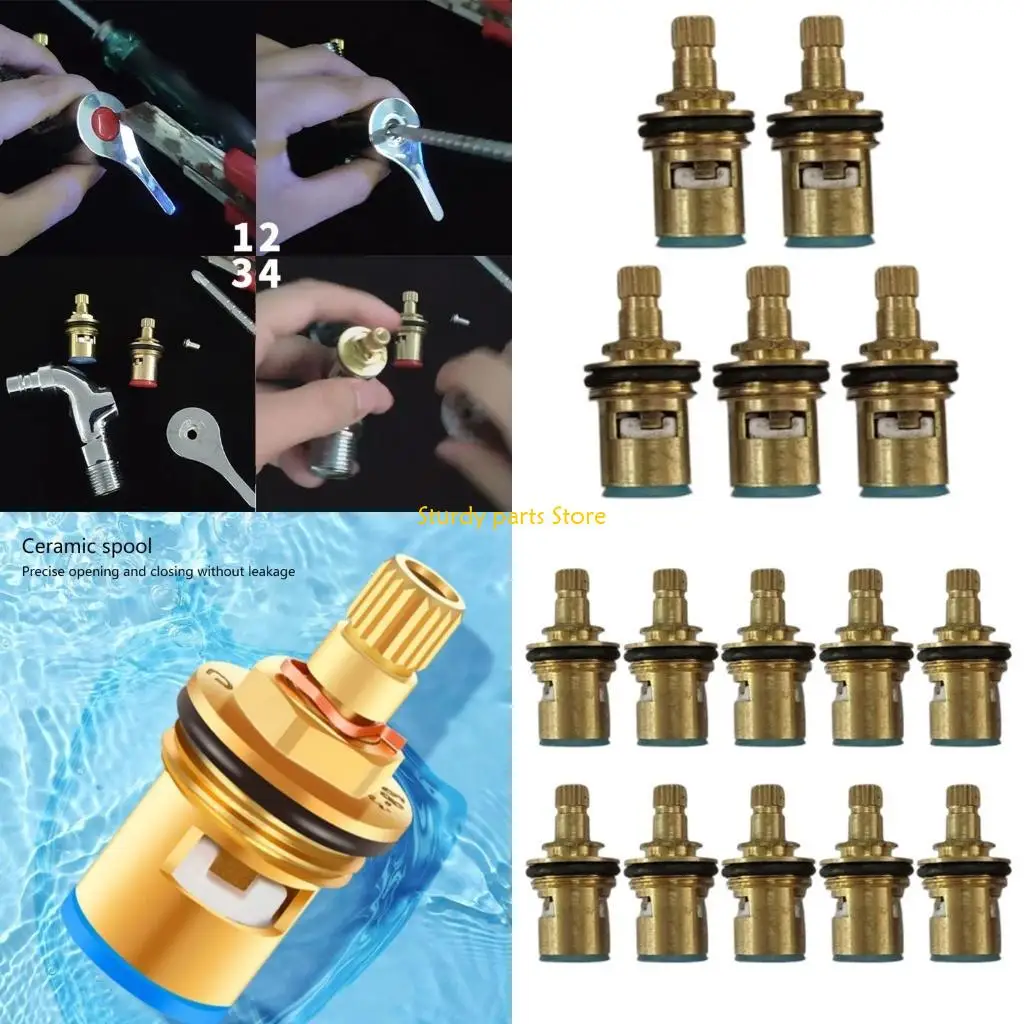 

97QC Gold Mixer Tap Cartridge Solid Brass Tap Cartridge Leak Proof Tap Cartridge Upgrades for Bathroom & Kitchen Faucets