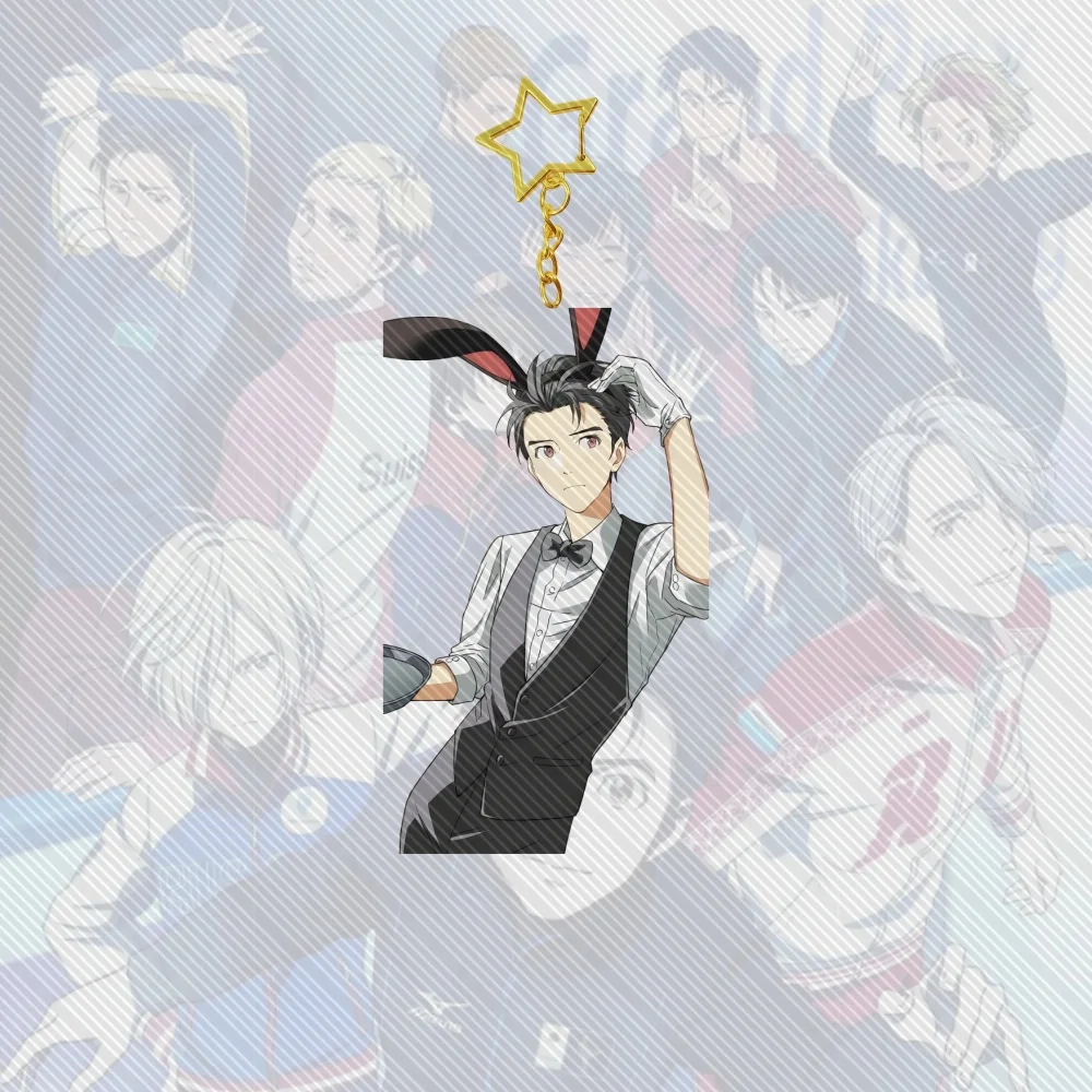 6CM Anime Yuri on Ice Acrylic Cute Keychain Model Cosplay Charm Characters Ornament Accessories Goods Collection Christmas Gifts view 2