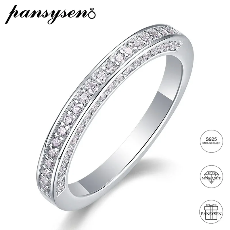 

PANSYSEN 1.2MM 1MM Round Cut D Color Moissanite Wedding Bands 925 Sterling Silver 18k Gold Plated Fine Jewelry Engagement Ring