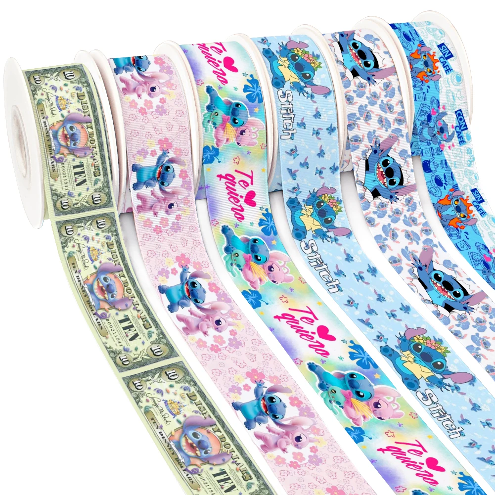 Nastro di raso da 10 metri nastro di Grosgrain di vendita calda Disney Stitch per confezioni regalo per bambini