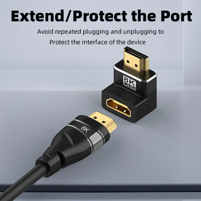 8K HDMI-Compatible Adapter 90 270 Degree Male to Female Extender HDMI-compatible 2.1 Expansion Connector for PC TV PS3/4 Laptop