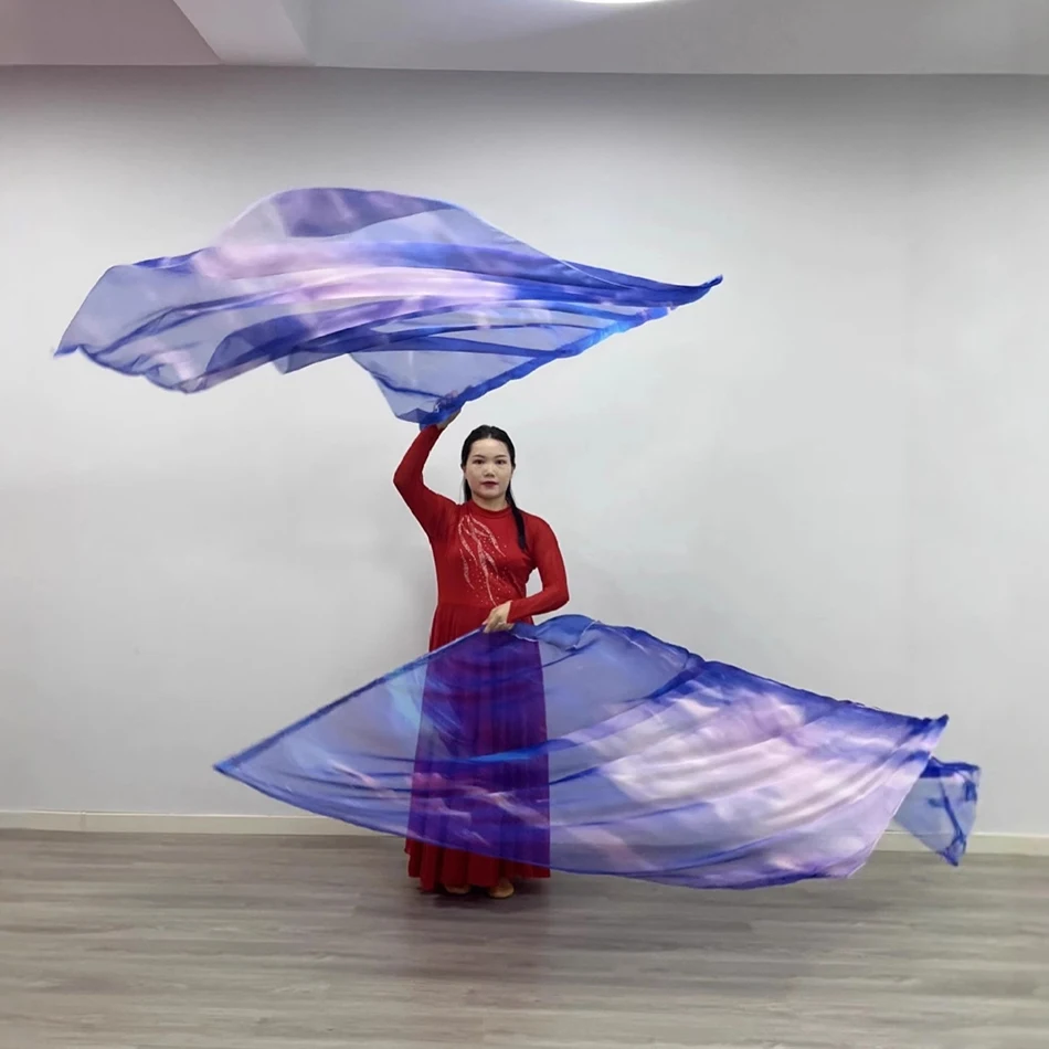 Belly Dance Accessories Dance Flag 160*110cm Gradient Color One Pair Flags For Adult Women Stage Performance Practice Props
