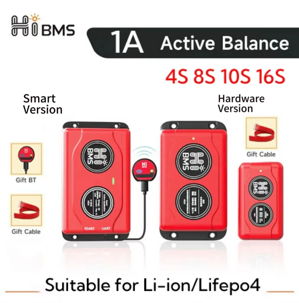 Inteligentny Balancer aktywny 1A LiFePO4 BMS 4S 12V 8S 24V 16S 48V korektor akumulatora litowo-jonowego Bluetooth RV hulajnoga