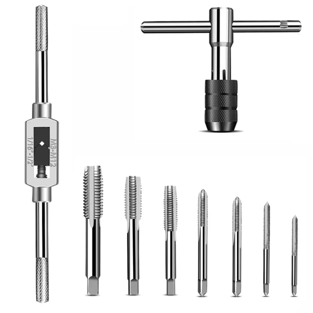 

6/8 PCS Manual Tap Wrench Set HSS Right Tapping Drill Bit Thread Punching Tool External Thread Making Steel Screw Tab Hand Tools