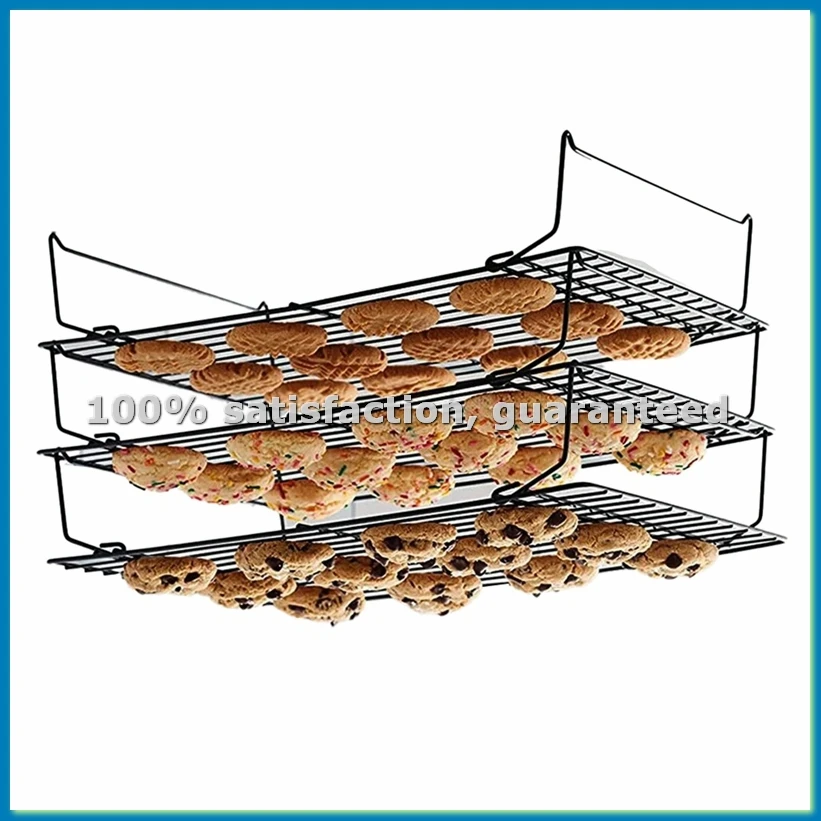 Stainless Steel Non-Stick Baking Tray with Wire Grid, Cooling Rack for Oven,Foldable Three-Piece Cake Cooling Rack-A57M