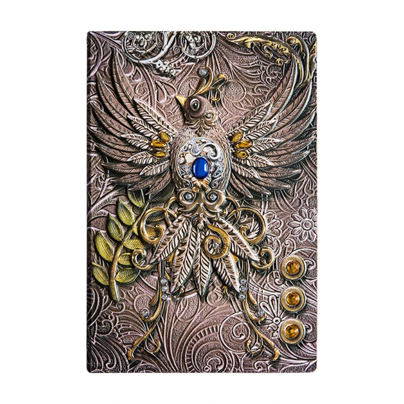 Y1UB 3D Embossed Leather Hard Cover Journal Notebook Vintage Diary Planner Notepad