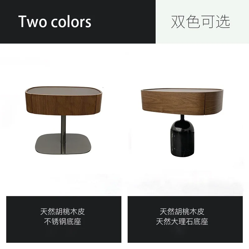 طاولة بجانب السرير من خشب الجوز الإيطالي البسيط مصنوعة من الخشب الصلب وطاولة بجانب السرير حديثة مصممة على طراز القرون الوسطى وطاولة جانبية صغيرة #4