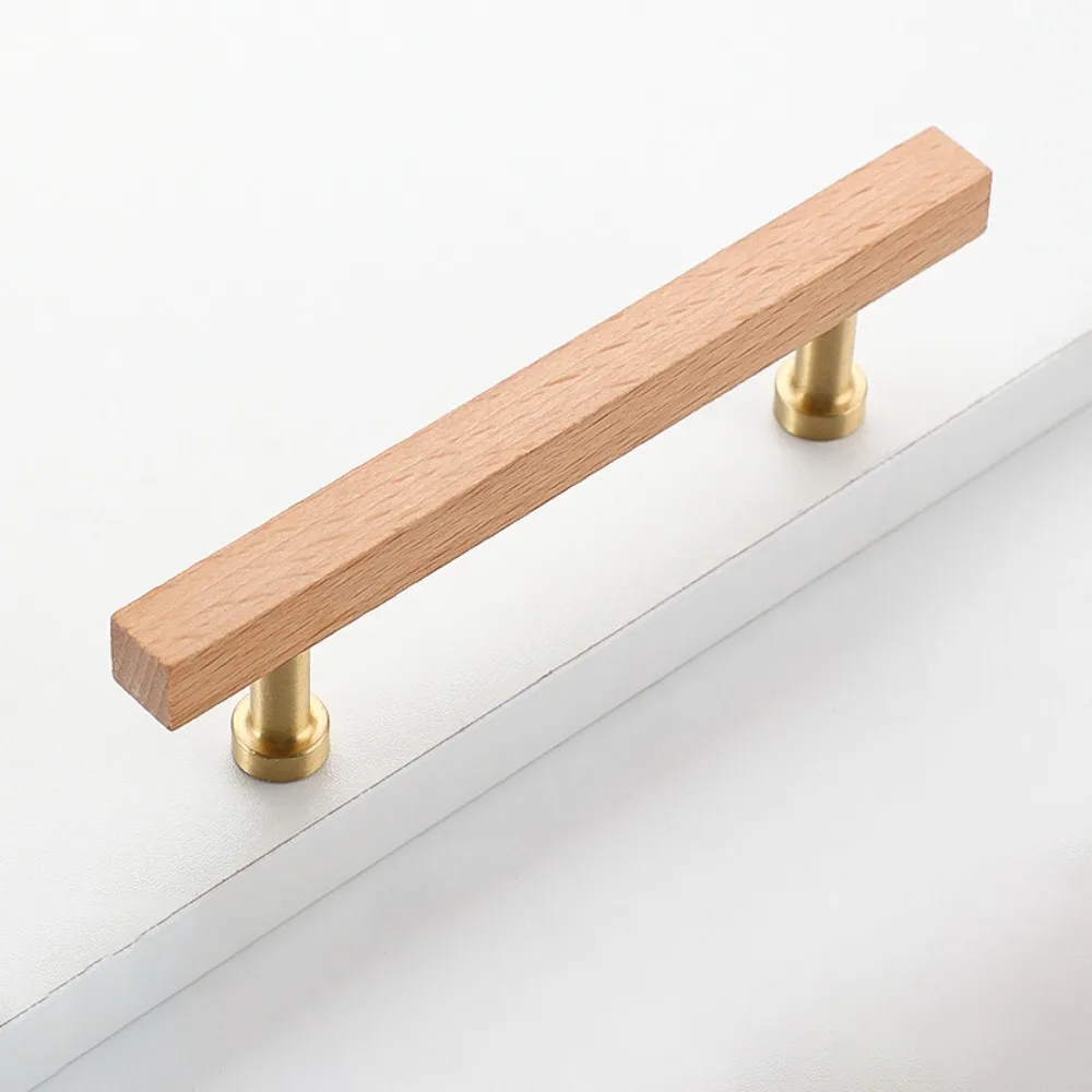 

High-End Walnut Wood Wood Cabinet Handles Beech Wood Modern Door Knobs Minimalist Luxury Design Cabinet Pulls Wardrobe