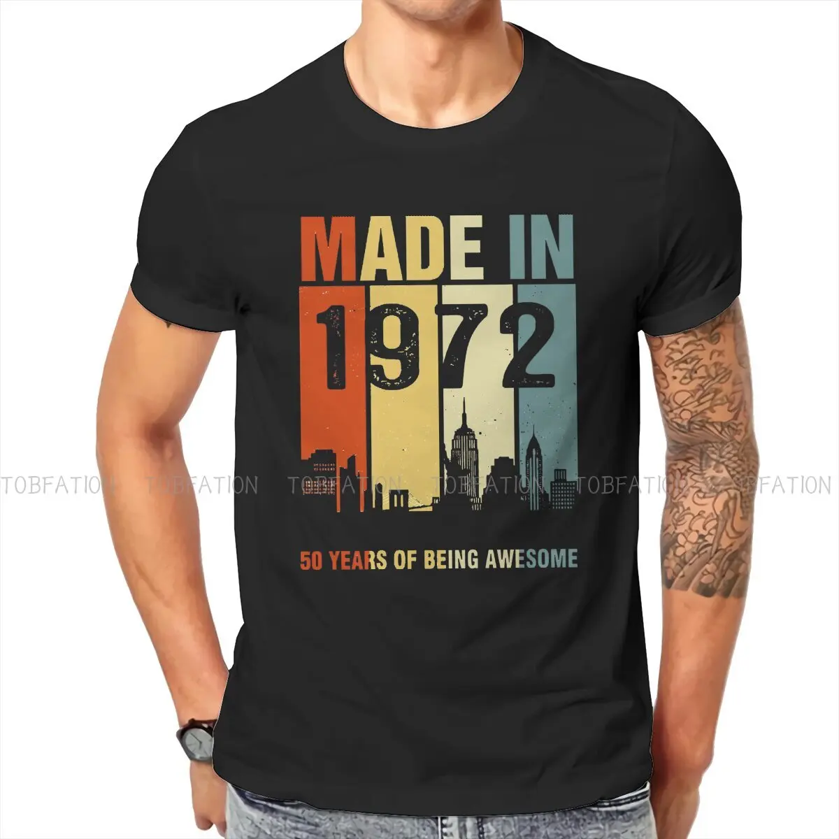 1972 Polyester TShirt for Men 50 Years Of Being Awesome Soft Casual Tee T Shirt Novelty Trendy