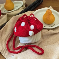 1 Piece Color Block Mushroom Bag Shoulder Crossbody Woven Bag Lipstick Bag