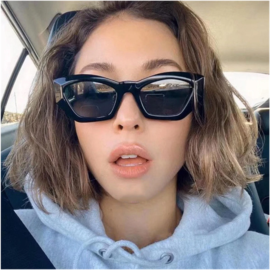 A pair of pc new jelly-colored polygonal sunglasses female small box cat's eye sunglasses trend cross-border ins online celebrit