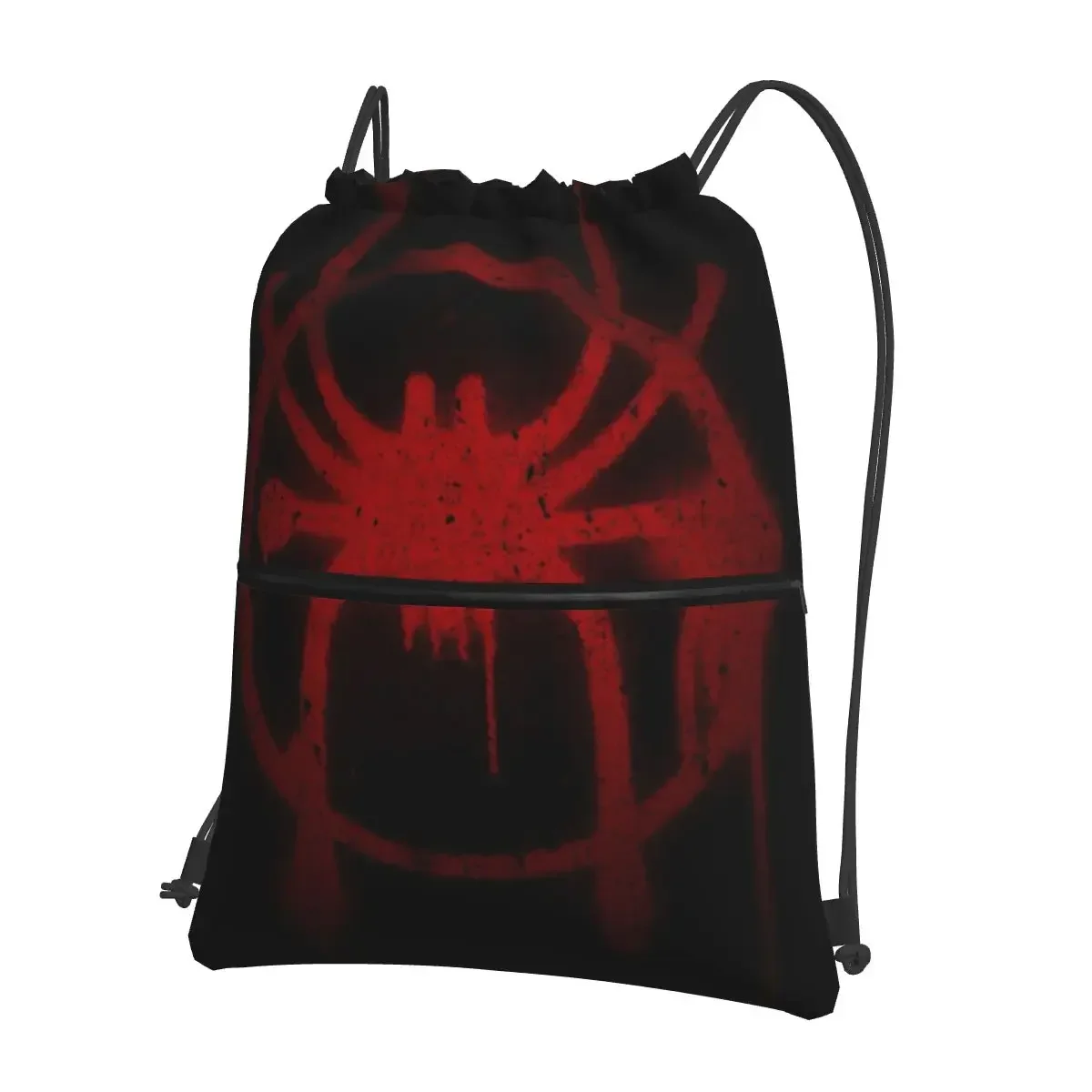 Miles Morales Spider Symbol Portable Backpacks Drawstring Bag Drawstring Bundle Pocket Shoes Bags For Travel Sport Man Woman