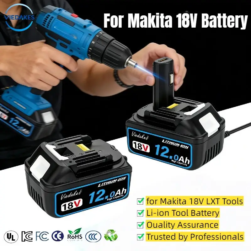 

Original for Makita 18V battery,18V 12000mAh Rechargeable battery, for Makita drill DGA404 DTW700 HR140Z DJV182 DDF487 DTD173◇