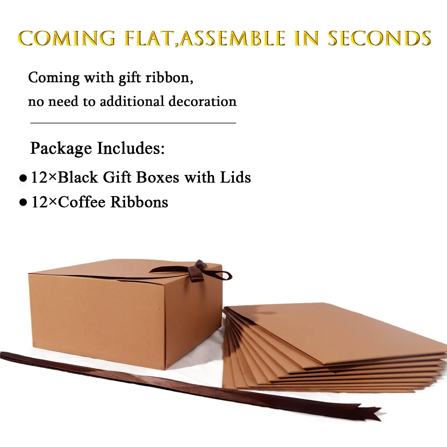 6/12Pcs Gift Boxes with Lids Bridesmaid Proposal Box for Wedding Packaging Birthday Square Kraft Paper Gift Box with Ribbon