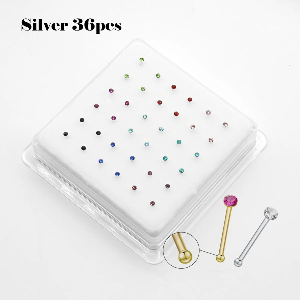 1.5mm Different Crystal Color Piercing Tiny Nose Stud For Women Sterling Silver 925 Jewelry Nez Pircing Nariz Joyería Corporal