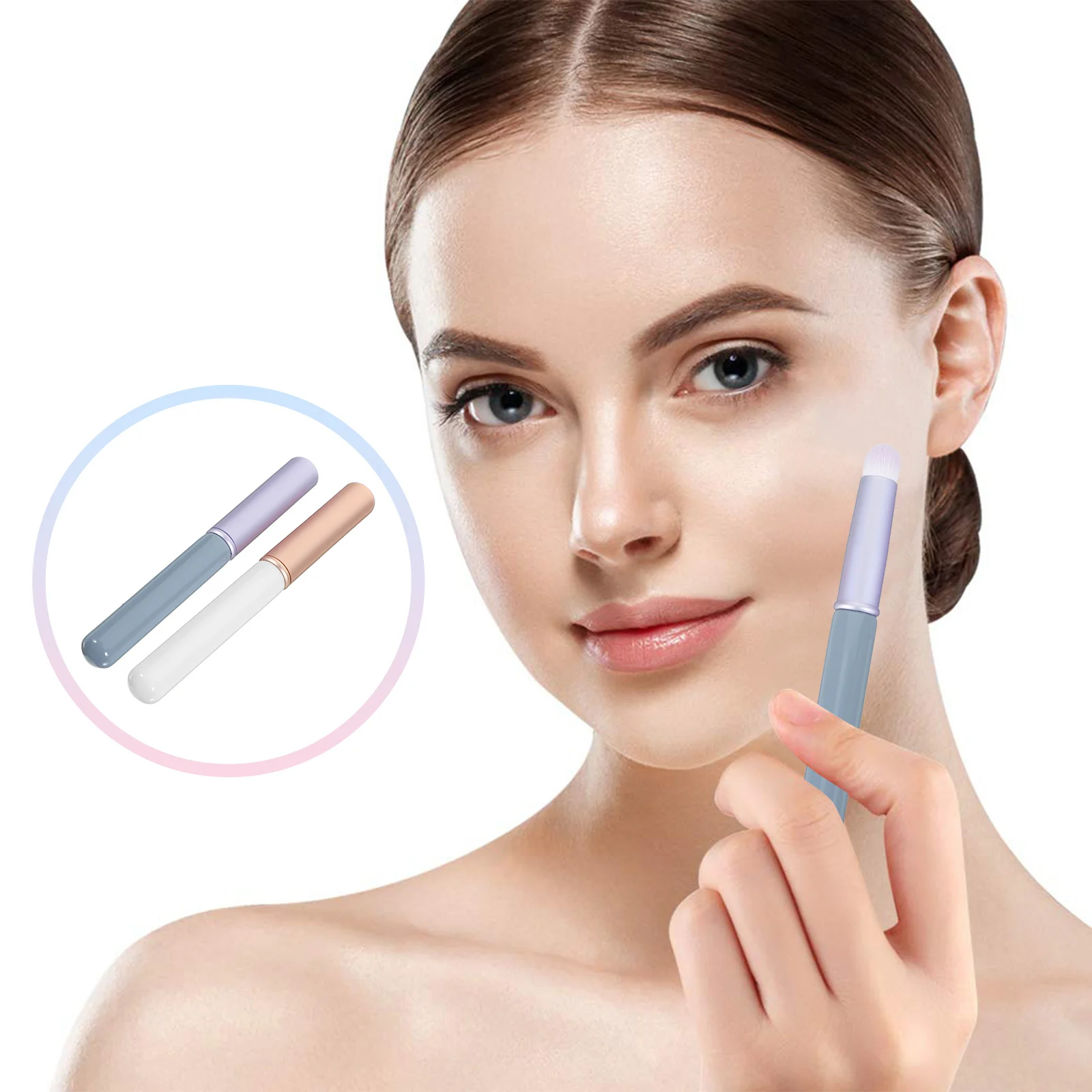 2 pçs mini escova labial portátil aplicador de batom leve ferramenta de maquiagem para brilho labial bálsamo corretivo maquiagem feminina